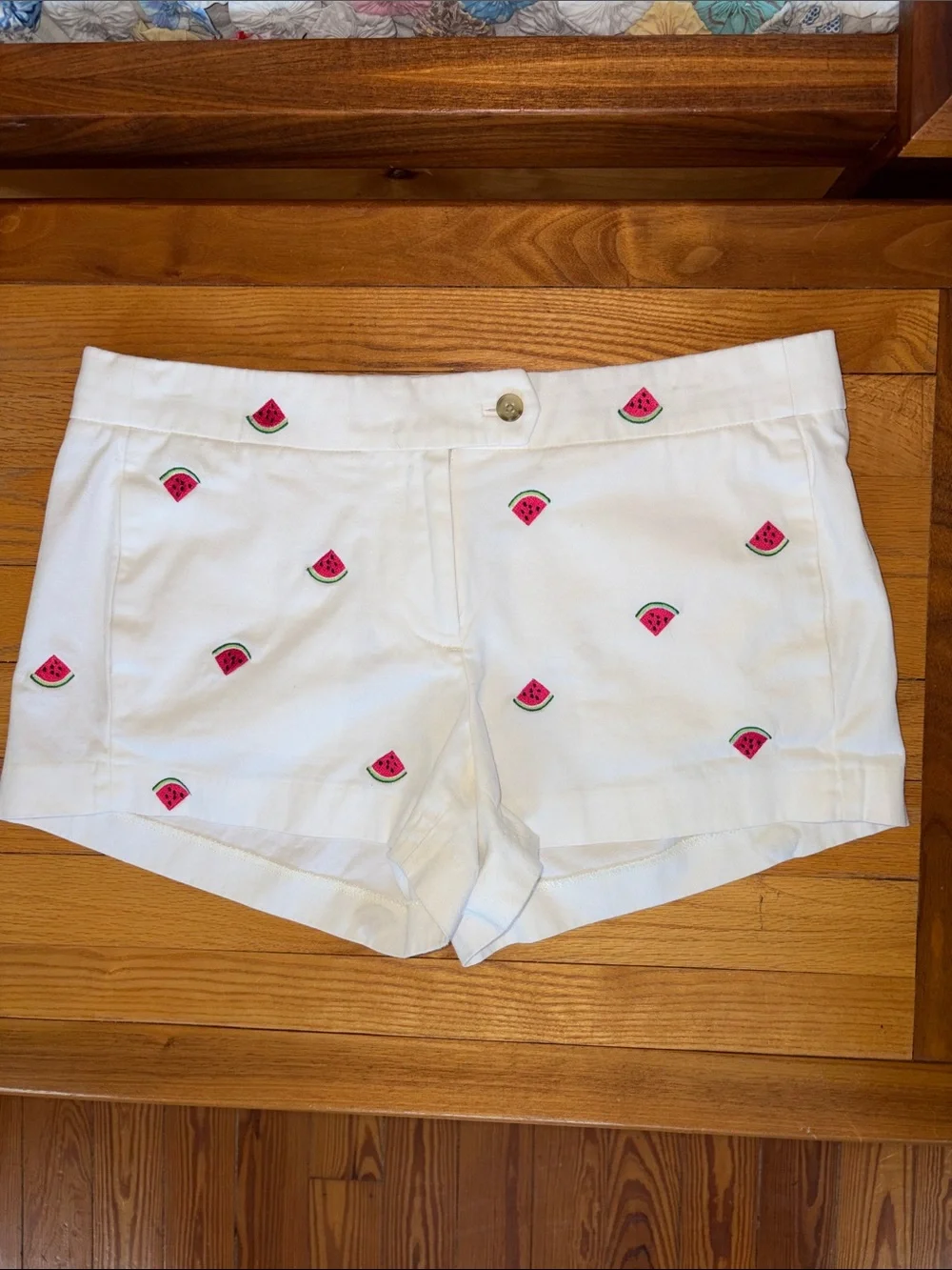 J.Crew Watermelon Embroidered Shorts Women’s 8 White Preppy Summer